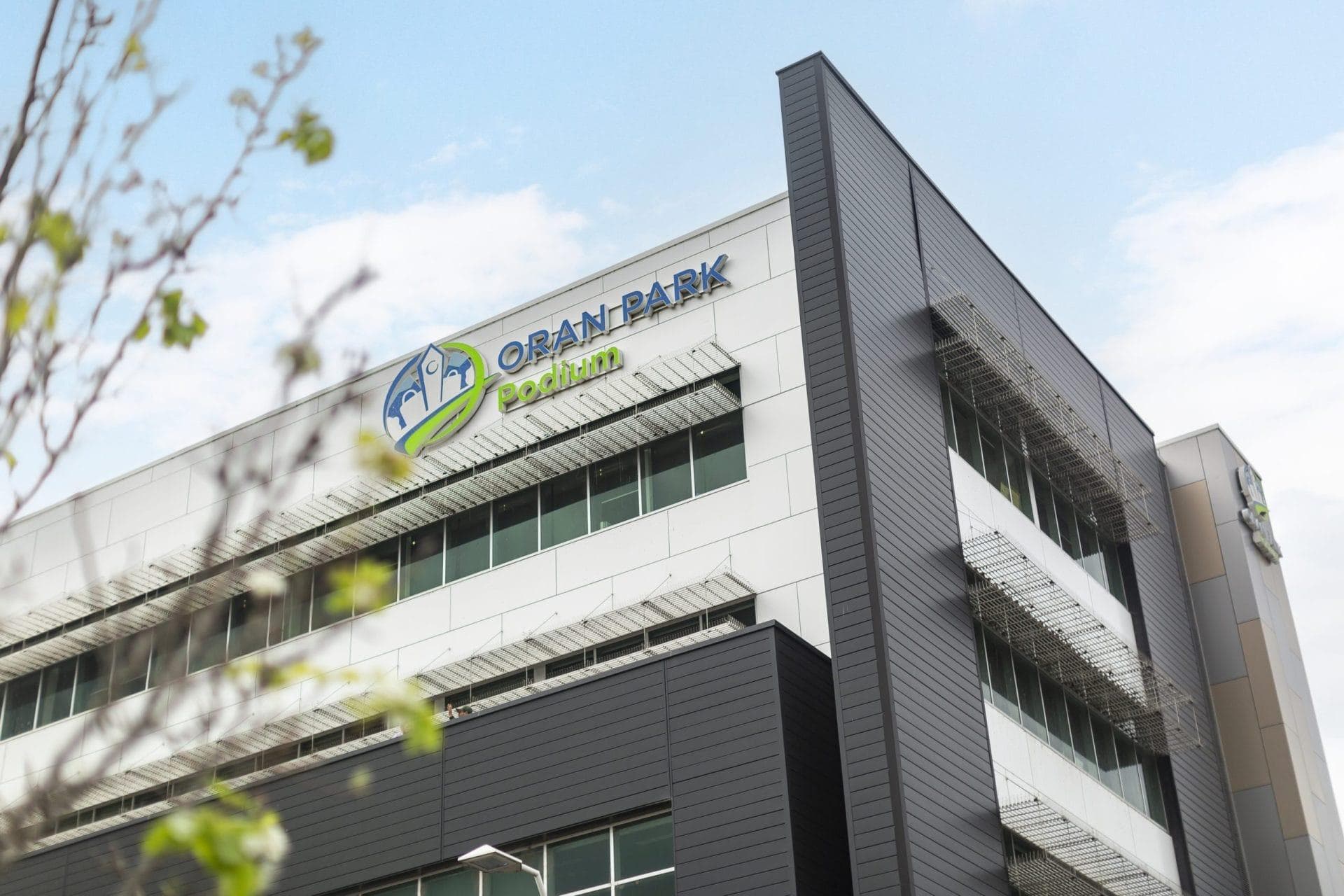 Mitsubishi ALPOLIC NC/A1 DtS non-combustible aluminium composite cladding cladding on façade of the Oran Park Town Center in Oran Park, NSW.